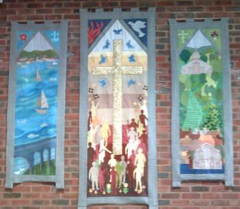 banners at front of church